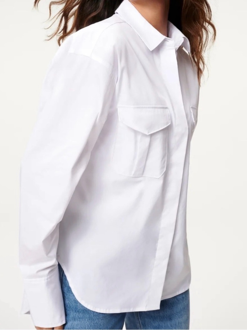 Good American The Good Shirt Button Up in White Size 2